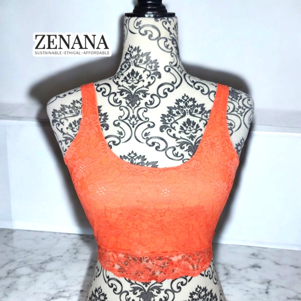 ZENANA OUTFITTERS Peach Lace Bralette - Small